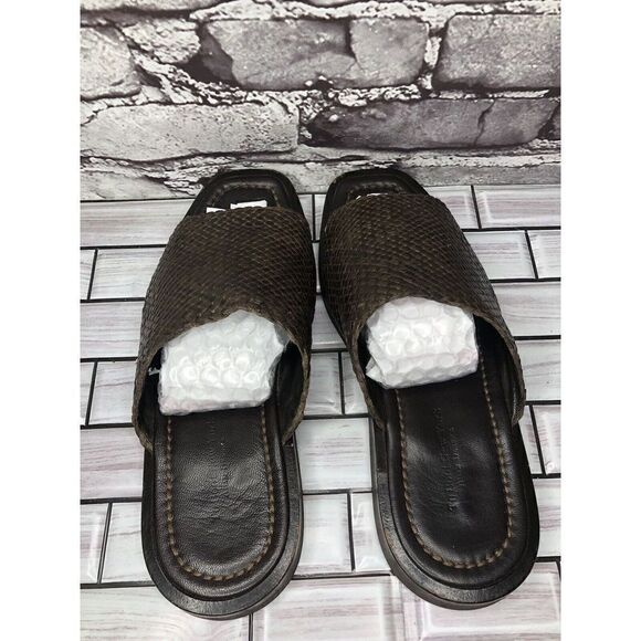 To Boot New York by Adam Derrick Brown Leather Slides Sandals Men Sz 8M US/41EU - Picture 9 of 16